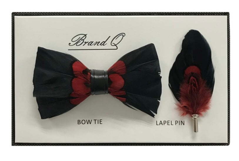 Feather Bow & Lapel Set