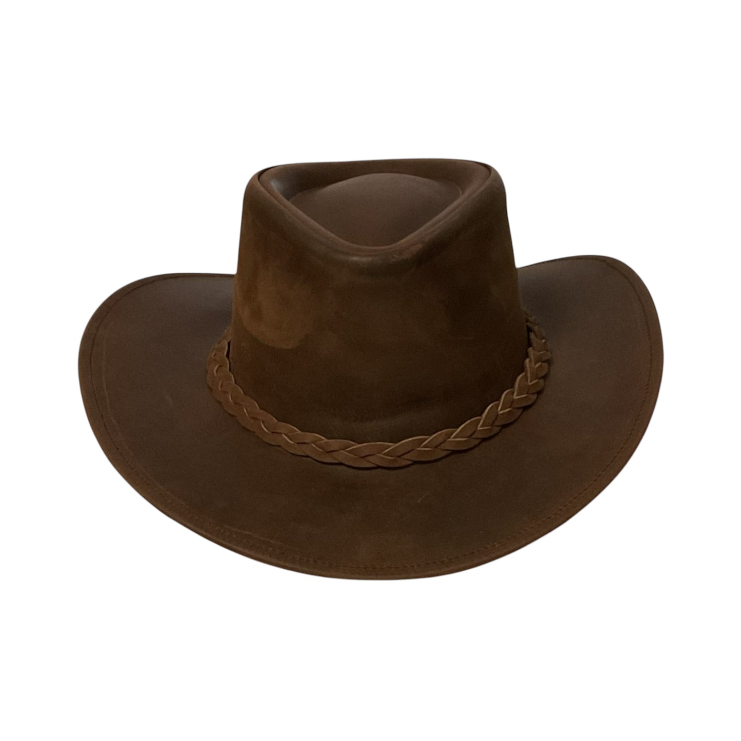 Brown Genuine Leather Shapeable Cowboy Western Hat