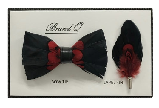 Feather Bow & Lapel Set